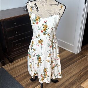 Old Navy One Shoulder Floral Dress - Cream and Yellow